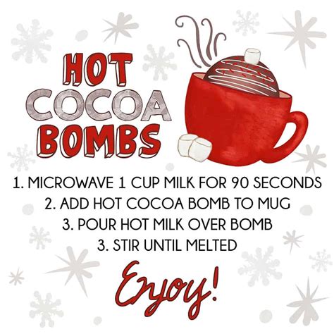 Hot Cocoa Bomb Printable Tags Free